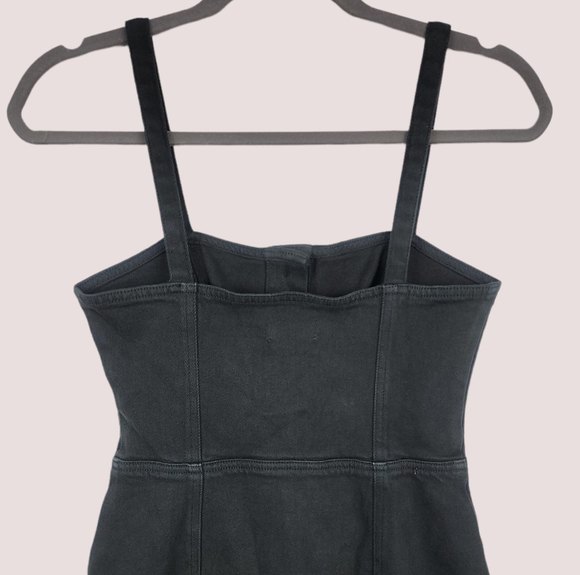 Aritzia Wilfred Free Shasta Button-front Mini Dress fitted bodice size 4 black - Picture 11 of 12